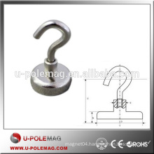 Strong pull force pot magnet with hook